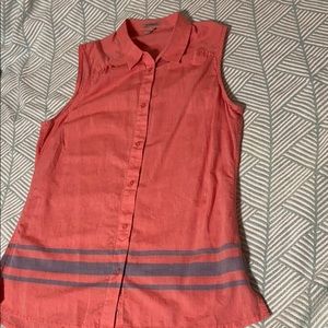 Toad & Co red sleeveless button down